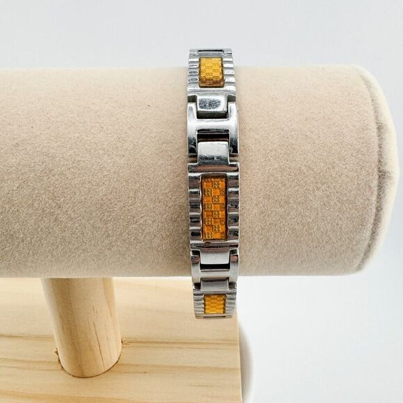 Vintage 38 Degrees Stainless Steel Men's Bracelet Modernist Retro Signed - Picture 4 of 8